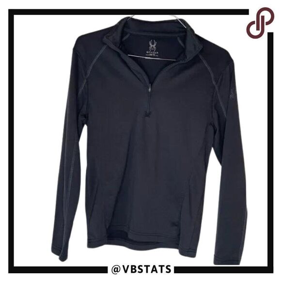 Spyder Small Men’s Quarter Zip Black Top - Picture 1 of 7